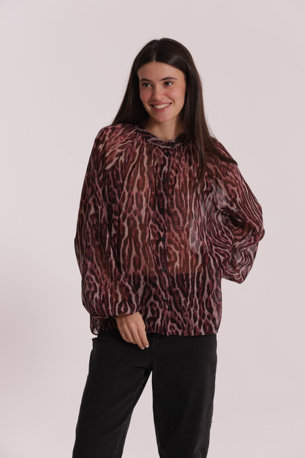 camicia over fantasia animalier - mimì muà - burgundy