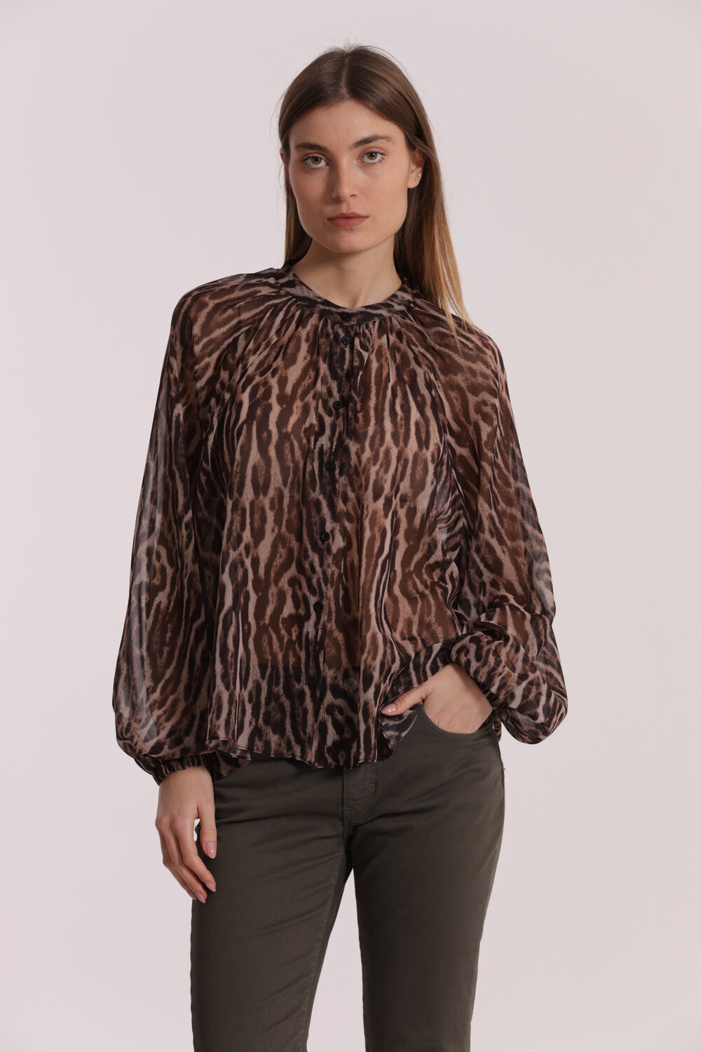 camicia over fantasia animalier - mimì muà - cammello