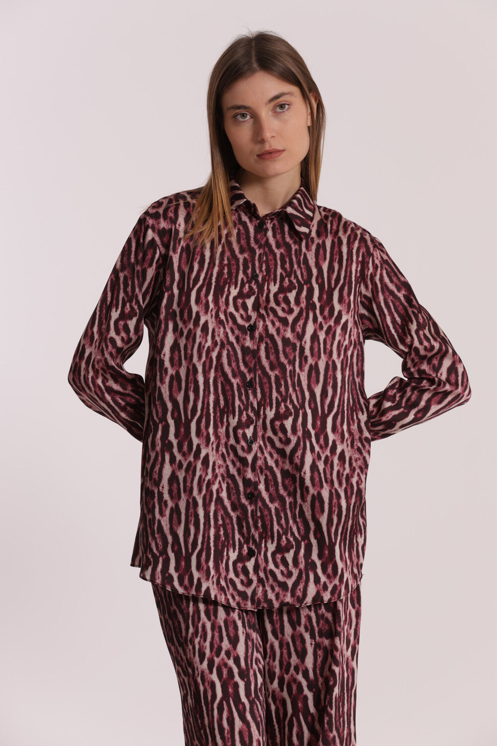 camicia uomo fantasia animalier - mimì muà - burgundy