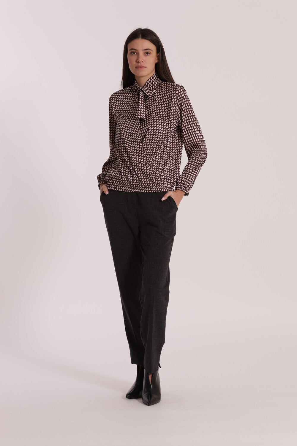 pantalone sigaretta elastico dietro tessuto fiammato  - mimì muà - grigio scuro