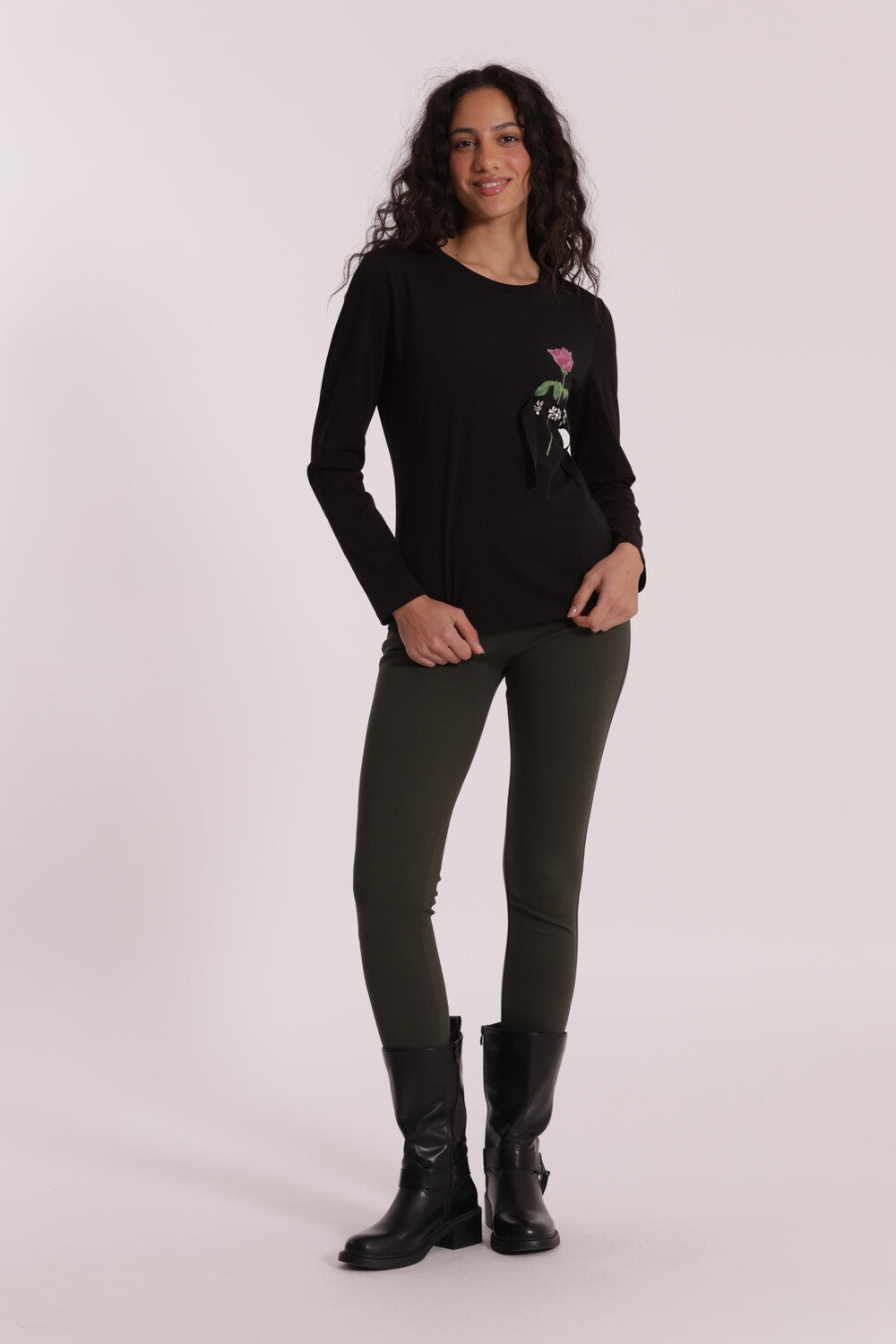 pantalone push up  in punto milano  - mimì muà - verde miitare