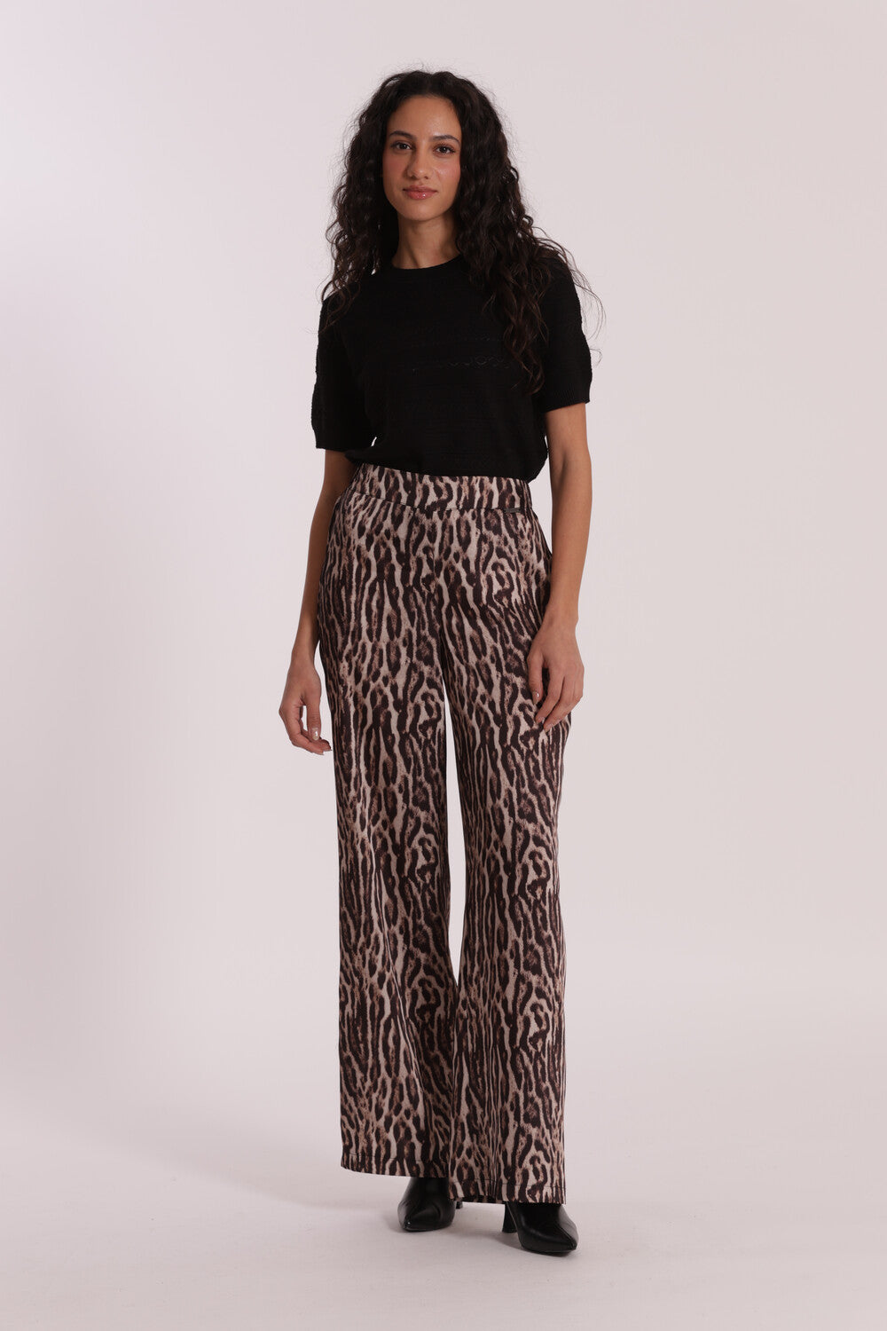 pantalone palazzo fantasia animalier - mimì muà - cammello
