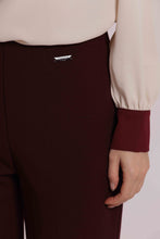 Carica l'immagine nel visualizzatore di Gallery, pantalone con risvoltino in scuba crepe - mimì muà - prugna
