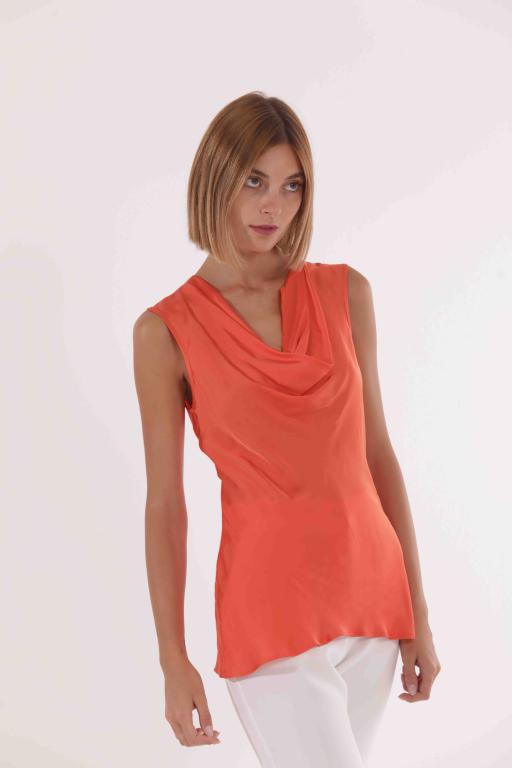 top in raso - arancio