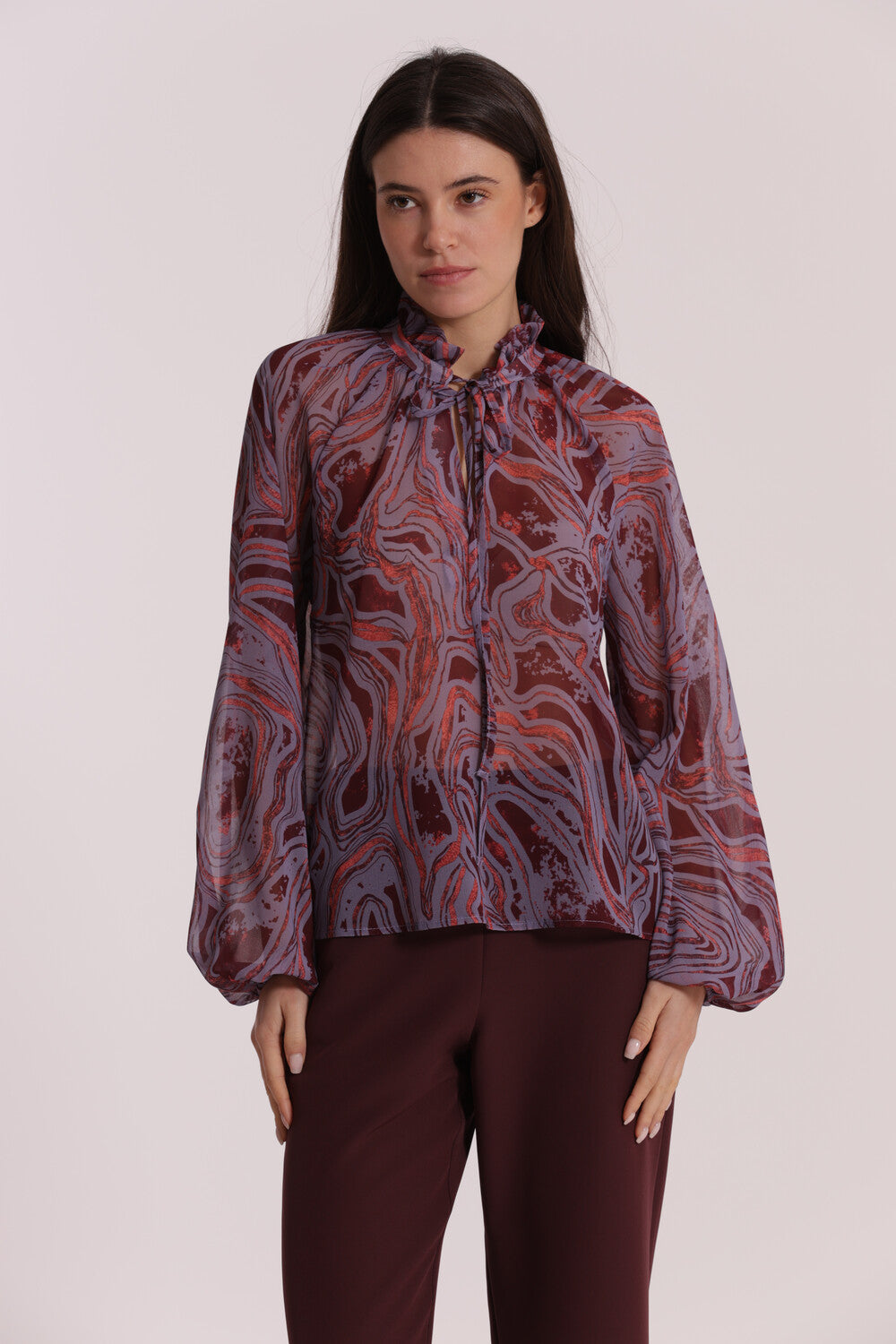 blusa fantasia marmorea - mimì muà - malva bordeaux