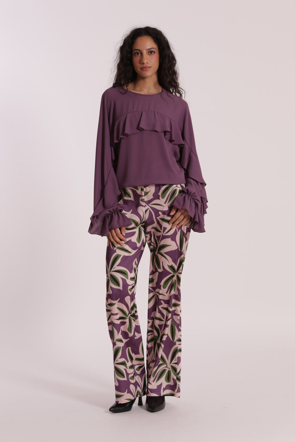 pantalone lungo fantasia botanica - mimì muà - malva