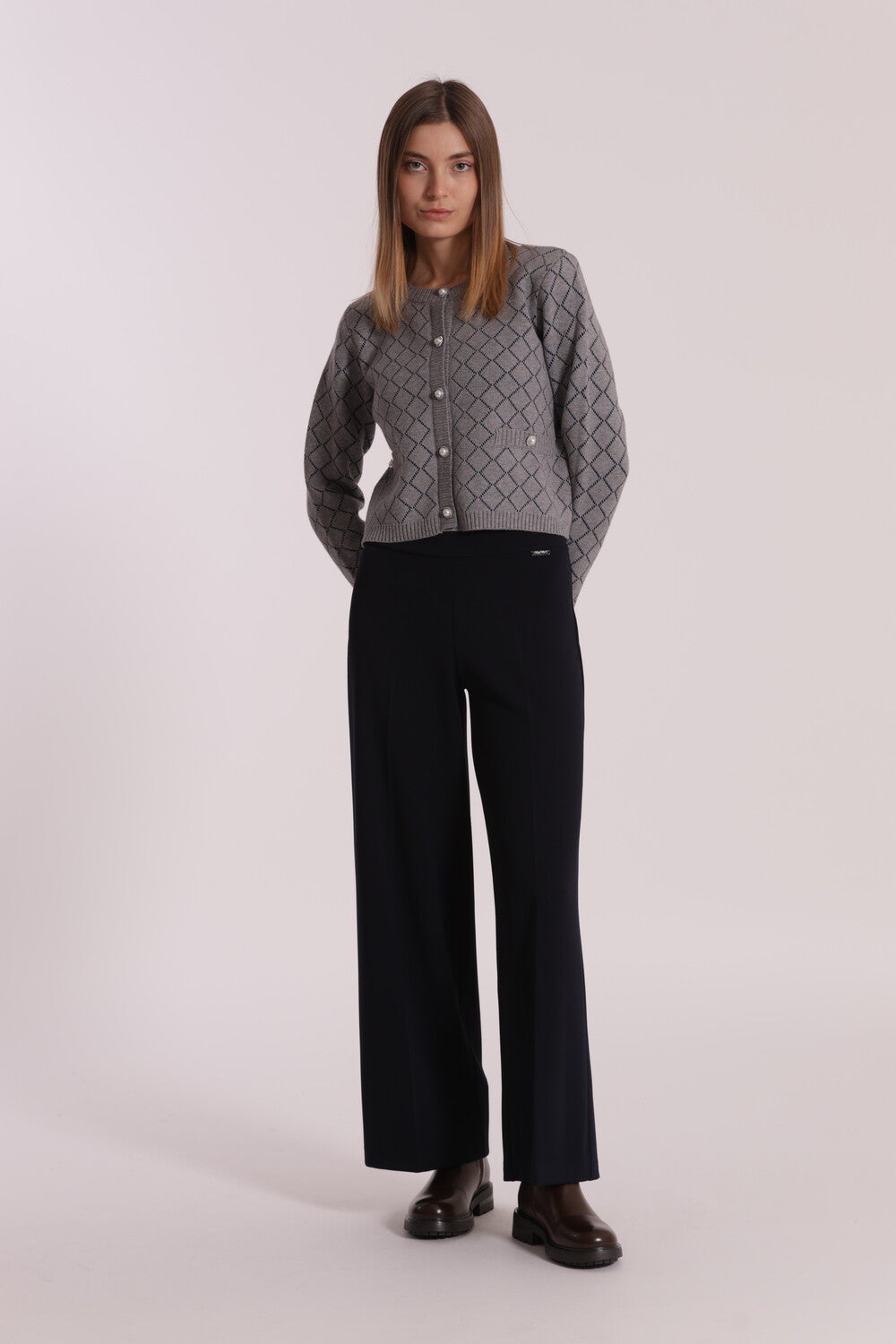 pantalone palazzo in crepe   - mimì muà - blu