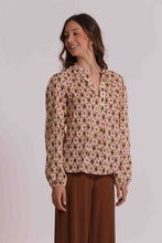 Carica l'immagine nel visualizzatore di Gallery, blusa maniche lunghe fantasia rombi - mimì muà - beige verde militare
