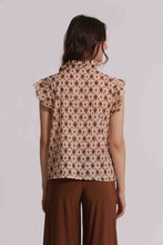Carica l'immagine nel visualizzatore di Gallery, blusa maniche corte fantasia rombi - mimì muà - beige verde militare
