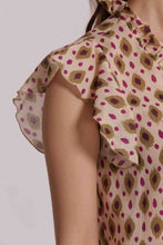 Carica l'immagine nel visualizzatore di Gallery, blusa maniche corte fantasia rombi - mimì muà - beige verde militare
