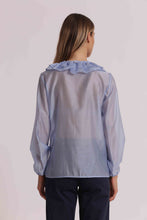Carica l'immagine nel visualizzatore di Gallery, blusa a maniche lunghe con rouches   - mimì muà - celeste
