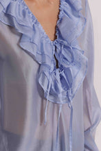 Carica l'immagine nel visualizzatore di Gallery, blusa a maniche lunghe con rouches   - mimì muà - celeste
