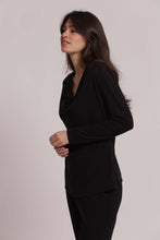 Carica l'immagine nel visualizzatore di Gallery, blusa con scollo drappeggiato  - mimì muà - nero
