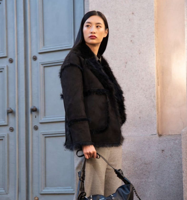 giubbotto reversibile effetto montone - mimì muà - nero