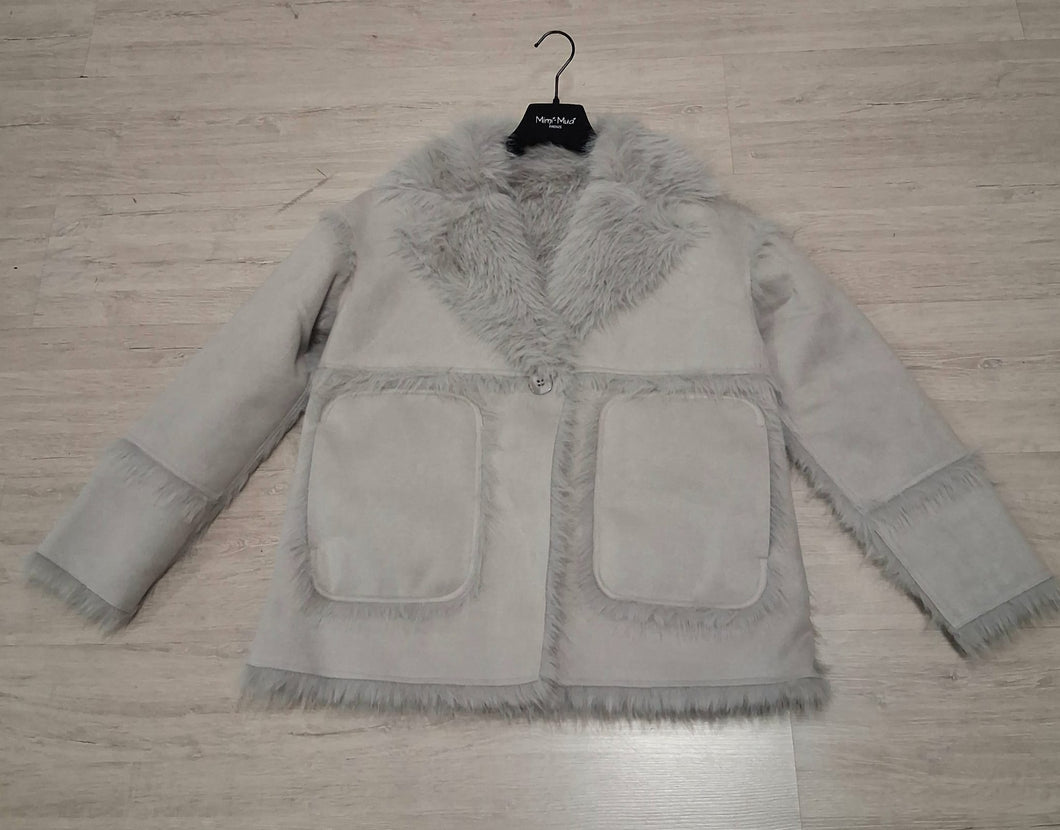 giubbotto reversibile effetto montone - mimì muà - grigio