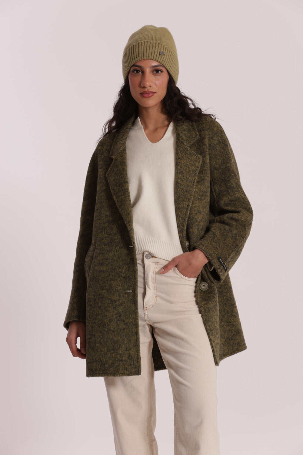 cappotto corto 50% lanna - mimì muà - verde militare