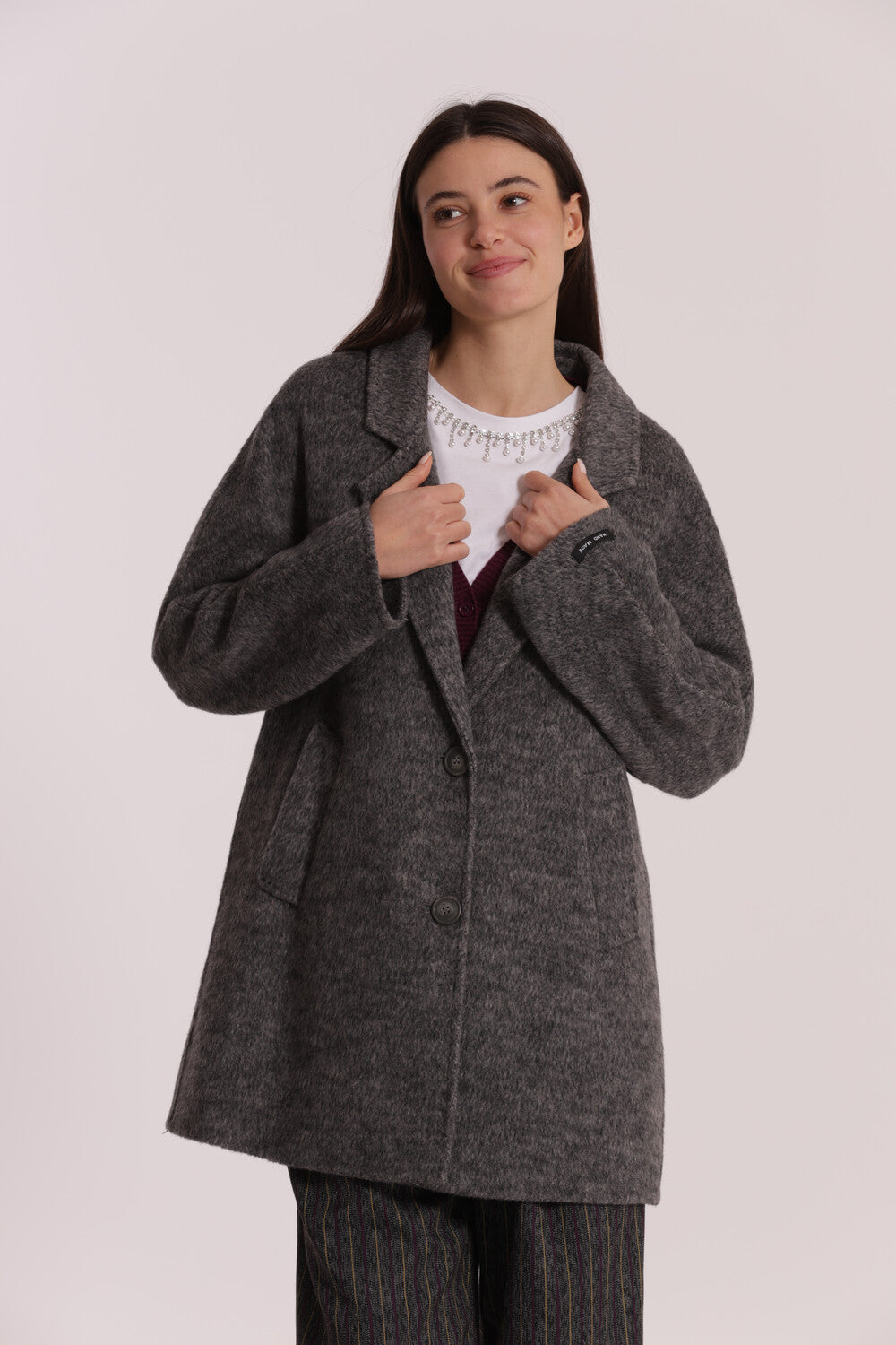 cappotto corto 50% lanna - mimì muà -  grigio scuro