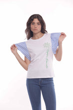 Carica l&#39;immagine nel visualizzatore di Gallery, t-shirt con maniche a righe - mimì muà - bianco

