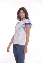 Carica l&#39;immagine nel visualizzatore di Gallery, t-shirt con maniche a righe - mimì muà - bianco
