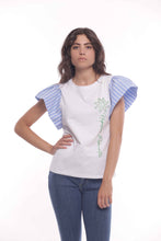Carica l&#39;immagine nel visualizzatore di Gallery, t-shirt con maniche a righe - mimì muà - bianco

