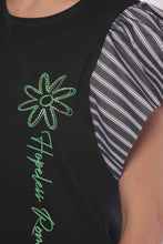 Carica l&#39;immagine nel visualizzatore di Gallery, t-shirt con maniche a righe - mimì muà - nero
