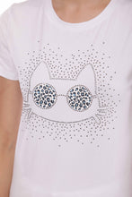 Carica l&#39;immagine nel visualizzatore di Gallery, t-shirt  &quot; CAT WITH GLASSES &quot; - mimì muà - bianco
