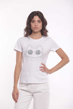 Carica l&#39;immagine nel visualizzatore di Gallery, t-shirt  &quot; CAT WITH GLASSES &quot; - mimì muà - bianco

