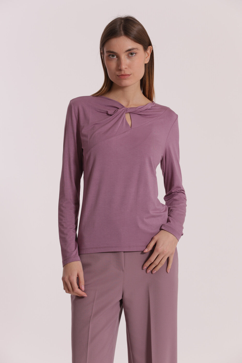 t-shirt con nodo sul davanti - mimì muà - malva