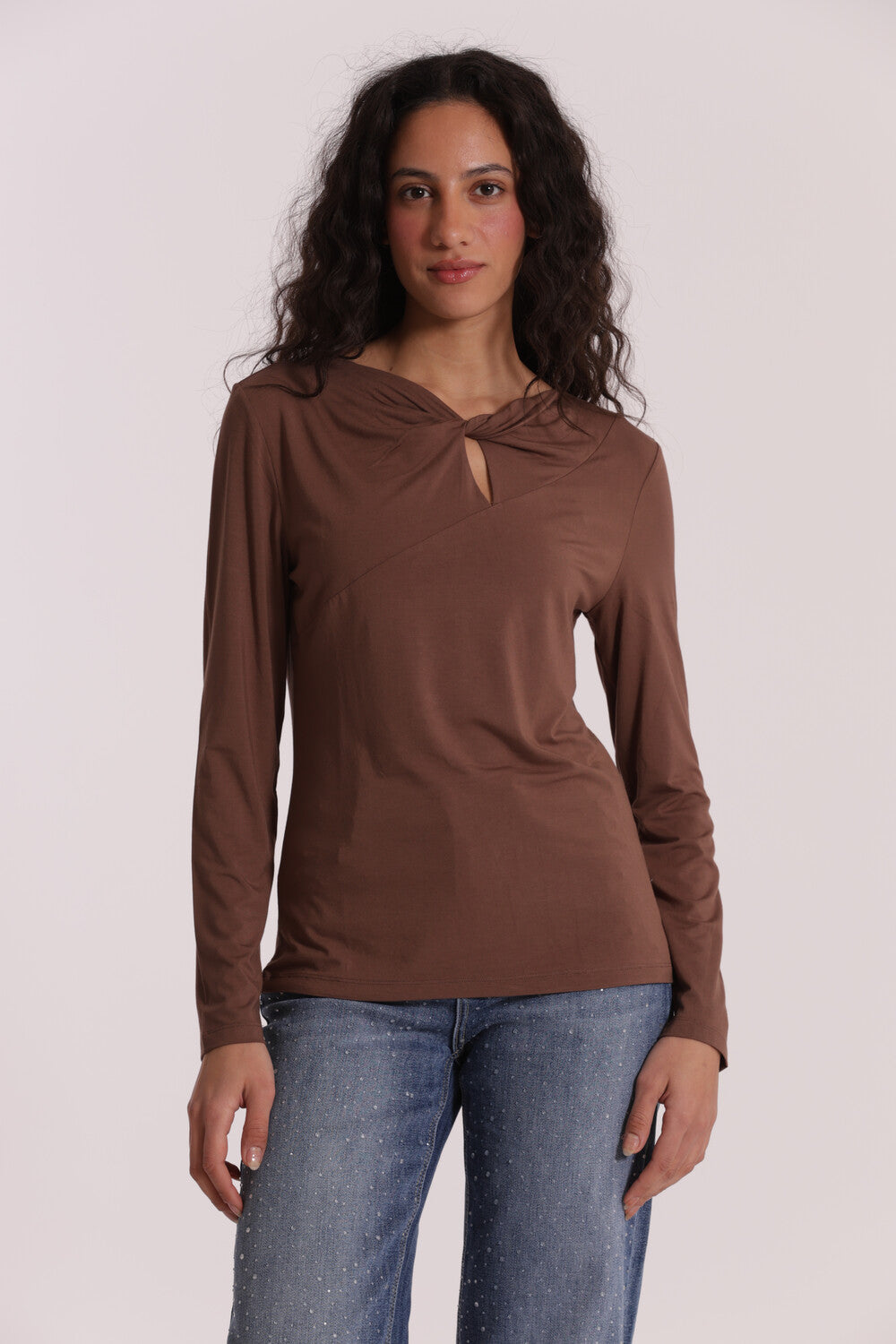 t-shirt con nodo sul davanti - mimì muà - cammello