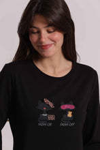 Carica l'immagine nel visualizzatore di Gallery, t-shirt manica lunga "fashi-on e fashi-off"   - mimì muà - nero
