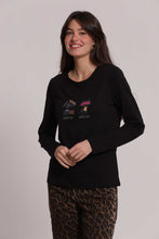 Carica l'immagine nel visualizzatore di Gallery, t-shirt manica lunga "fashi-on e fashi-off"   - mimì muà - nero
