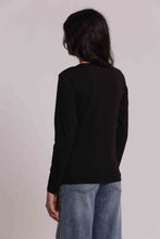 Carica l'immagine nel visualizzatore di Gallery, t-shirt manica lunga con gatto e strass frontali   - mimì muà - nero
