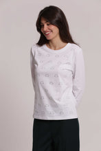 Carica l'immagine nel visualizzatore di Gallery, t-shirt manica lunga con gattini in strass   - mimì muà - bianco
