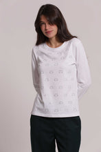 Carica l'immagine nel visualizzatore di Gallery, t-shirt manica lunga con gattini in strass   - mimì muà - bianco
