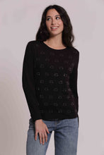 Carica l'immagine nel visualizzatore di Gallery, t-shirt manica lunga con gattini in strass   - mimì muà - nero
