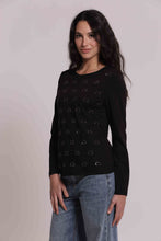 Carica l'immagine nel visualizzatore di Gallery, t-shirt manica lunga con gattini in strass   - mimì muà - nero
