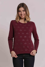 Carica l'immagine nel visualizzatore di Gallery, t-shirt manica lunga con gattini in strass   - mimì muà - bordeaux
