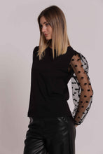 Carica l'immagine nel visualizzatore di Gallery, t-shirt manica lunga trasparente  - mimì muà - nero

