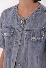 Carica l&#39;immagine nel visualizzatore di Gallery, giacca in jeans con strasse - mimì muà - blu chiaro
