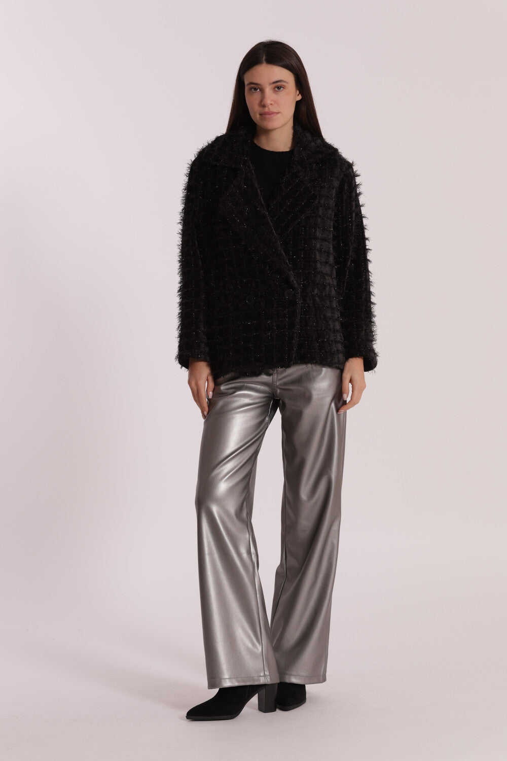 jeans wide leg simil pelle - mimì muà - canna di fucile