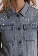 Carica l'immagine nel visualizzatore di Gallery, giacca cropped in jeans con pioggia di strass  - mimì  muà -  blu
