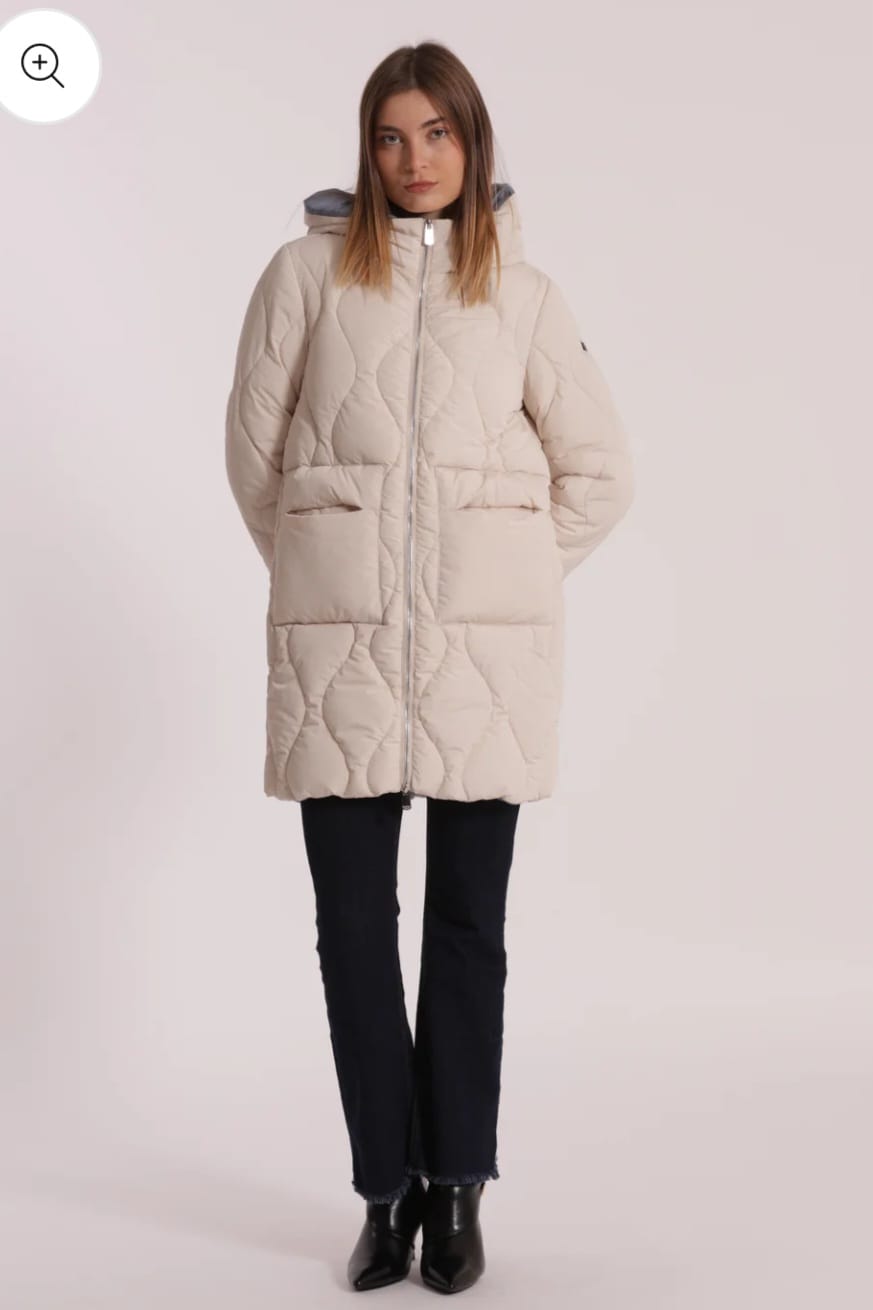 piumino lungo con trama a rombi - mimì muà - panna