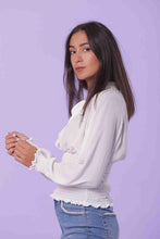Carica l&#39;immagine nel visualizzatore di Gallery, blusa con fiocco in georgette - mimì muà - bianco 1488
