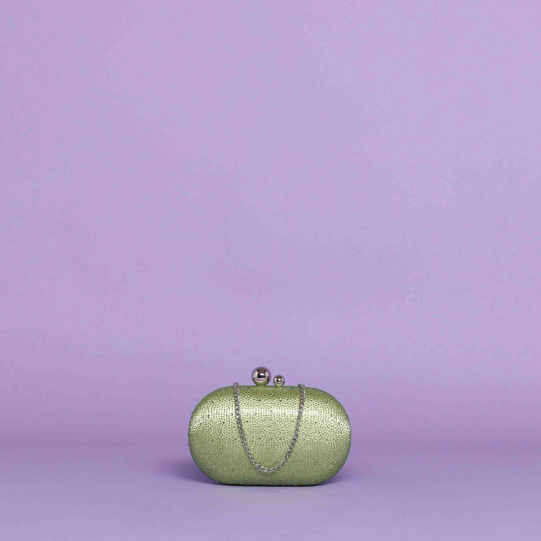 borsa clutch con strass - mimì muà - verde lime