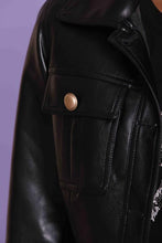 Carica l&#39;immagine nel visualizzatore di Gallery, giacca con tasche in simil pelle - mimì muà -nero - 6363
